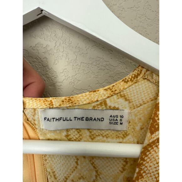 Faithful the Brand Yellow Delia Snake Print Midi Dress Size 6 Anthropologie - Picture 8 of 14